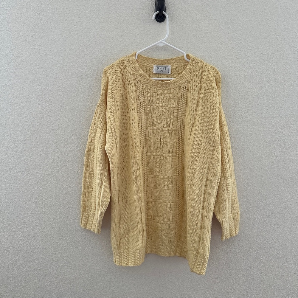 Knit Street Vintage Butter Yellow Sweater -‎ Grandmacore Cottagecore Cozy - S